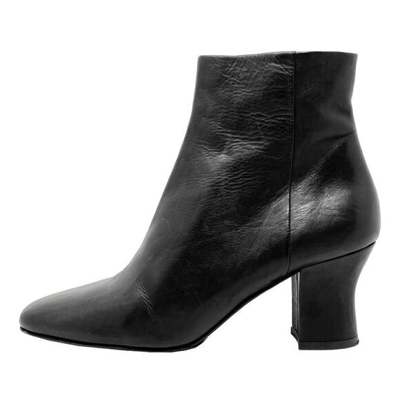 The Row Shoes - The Row Bowin black leather ankle‎ boots square toe block heel size 38